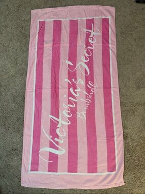 Victoria's Secret Pink Striped Signature Beach Towel